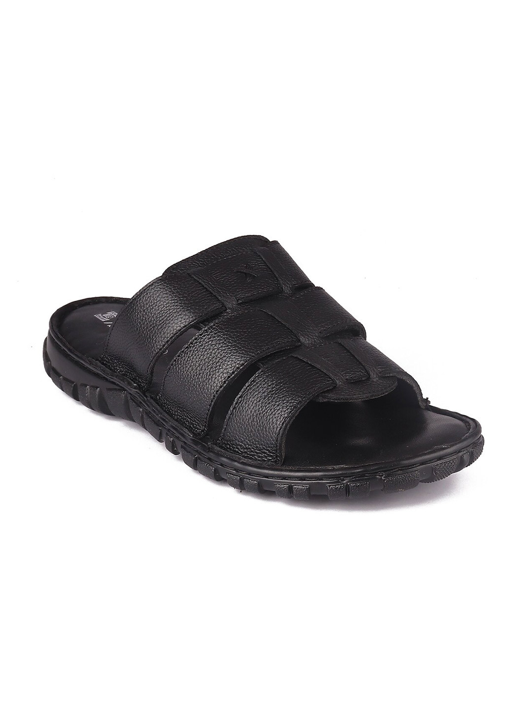 

Red Chief Men Black Leather Comfort Sandals