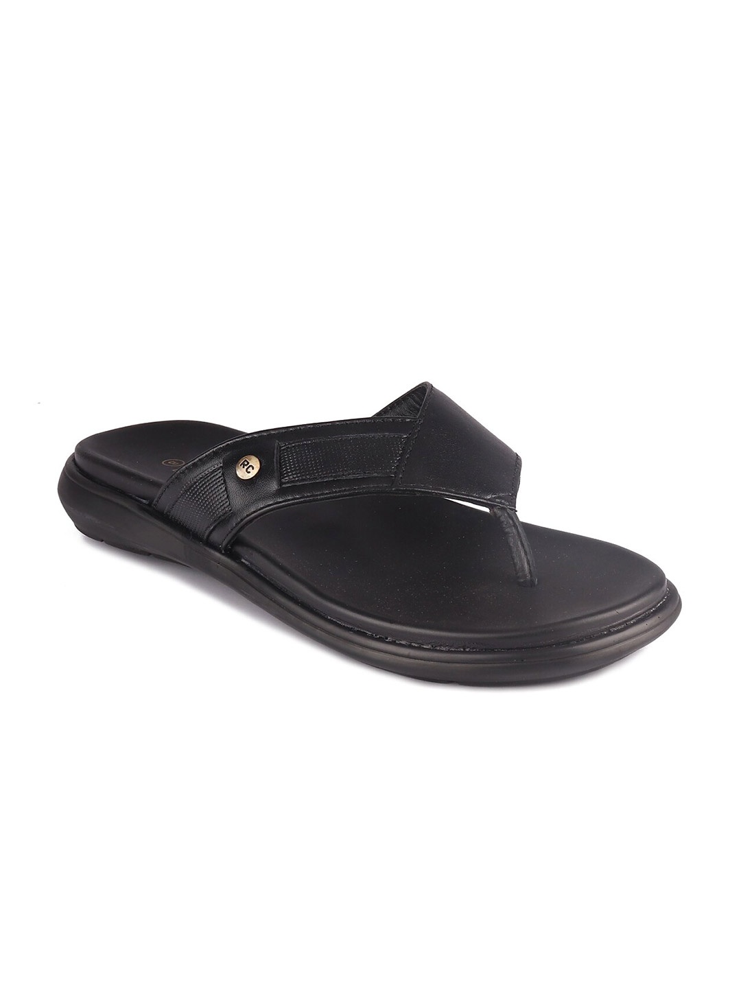 

Red Chief Men Black Leather Comfort Sandals