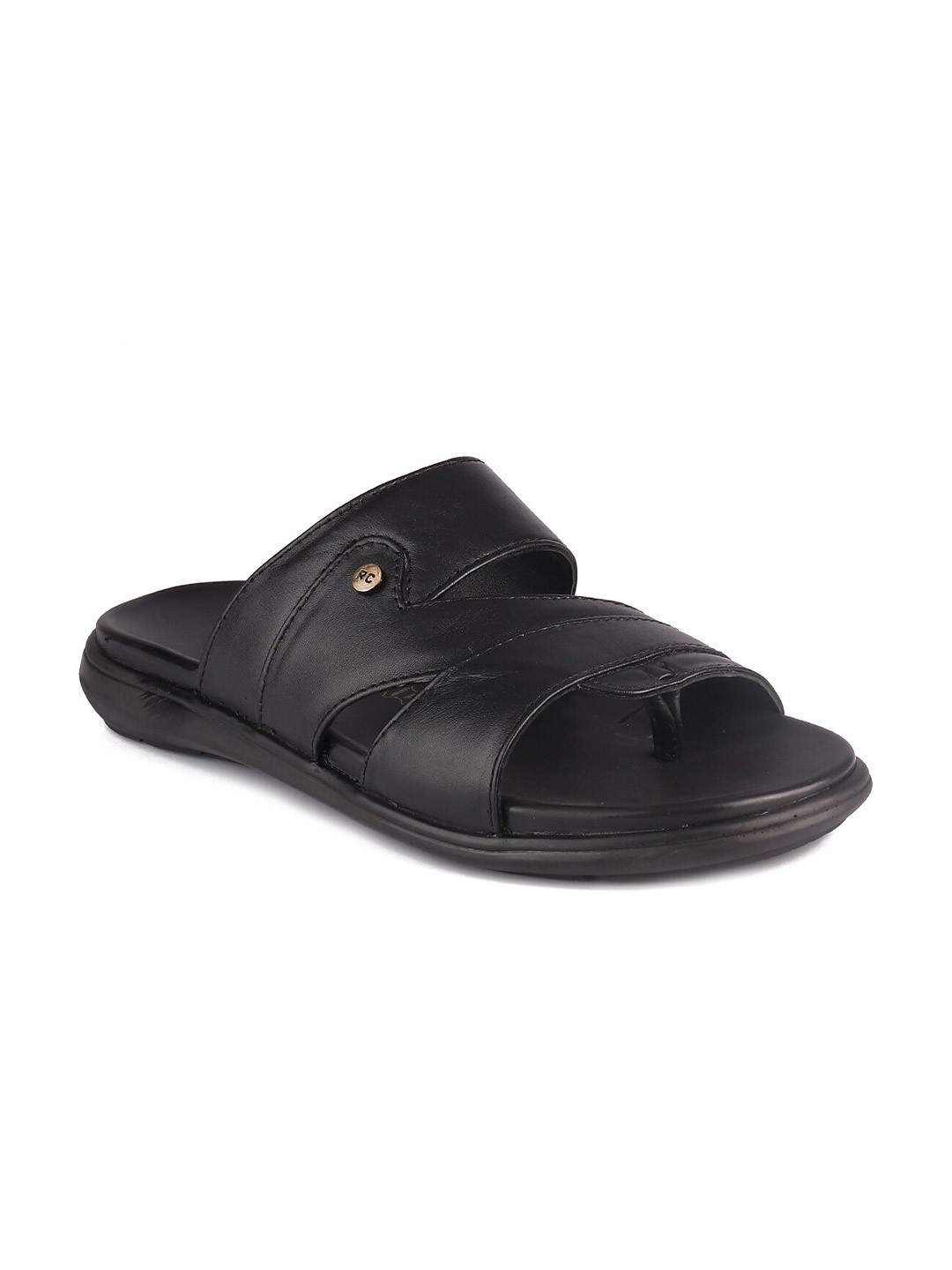 

Red Chief Men Black Leather Comfort Sandals