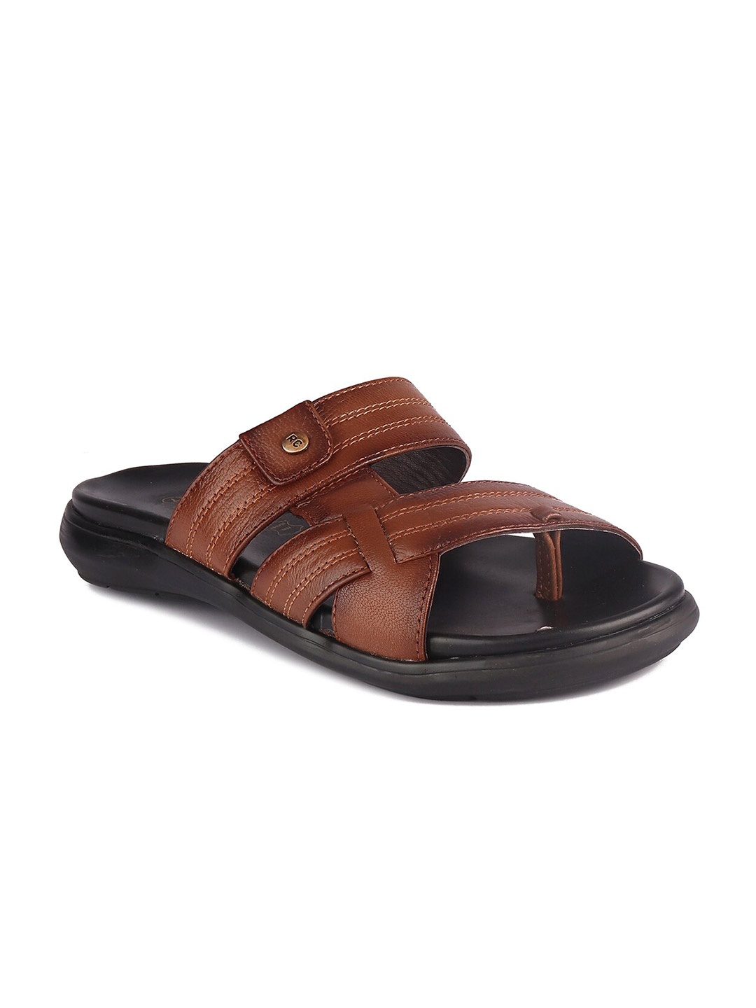 

Red Chief Men Tan & Black Leather Comfort Sandals