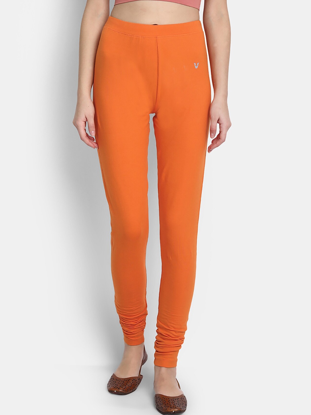 

VStar Women Orange Solid Churidar-Length Cotton Leggings
