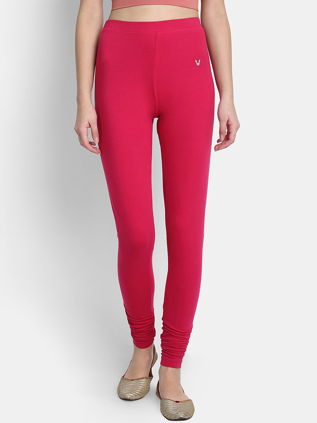 

VStar Women Pink Solid Cotton Churidar Length Leggings