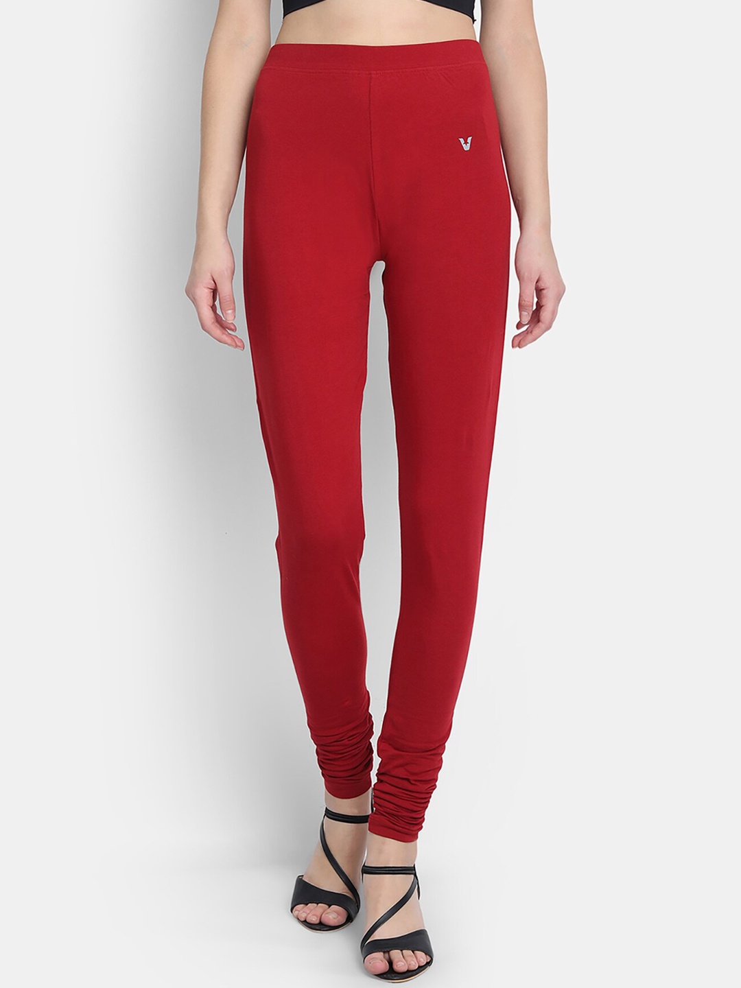 

VStar Women Maroon Solid Cotton Churidar-Length Leggings