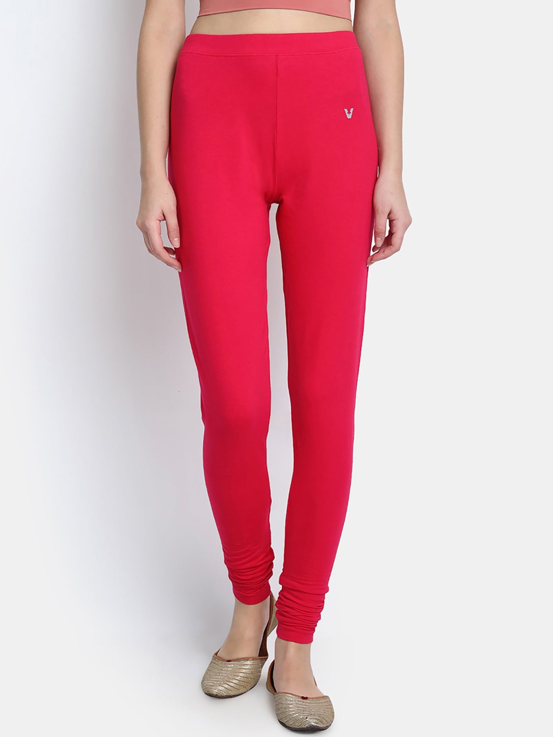 

VStar Women Pink Solid Cotton Churidar Length Leggings