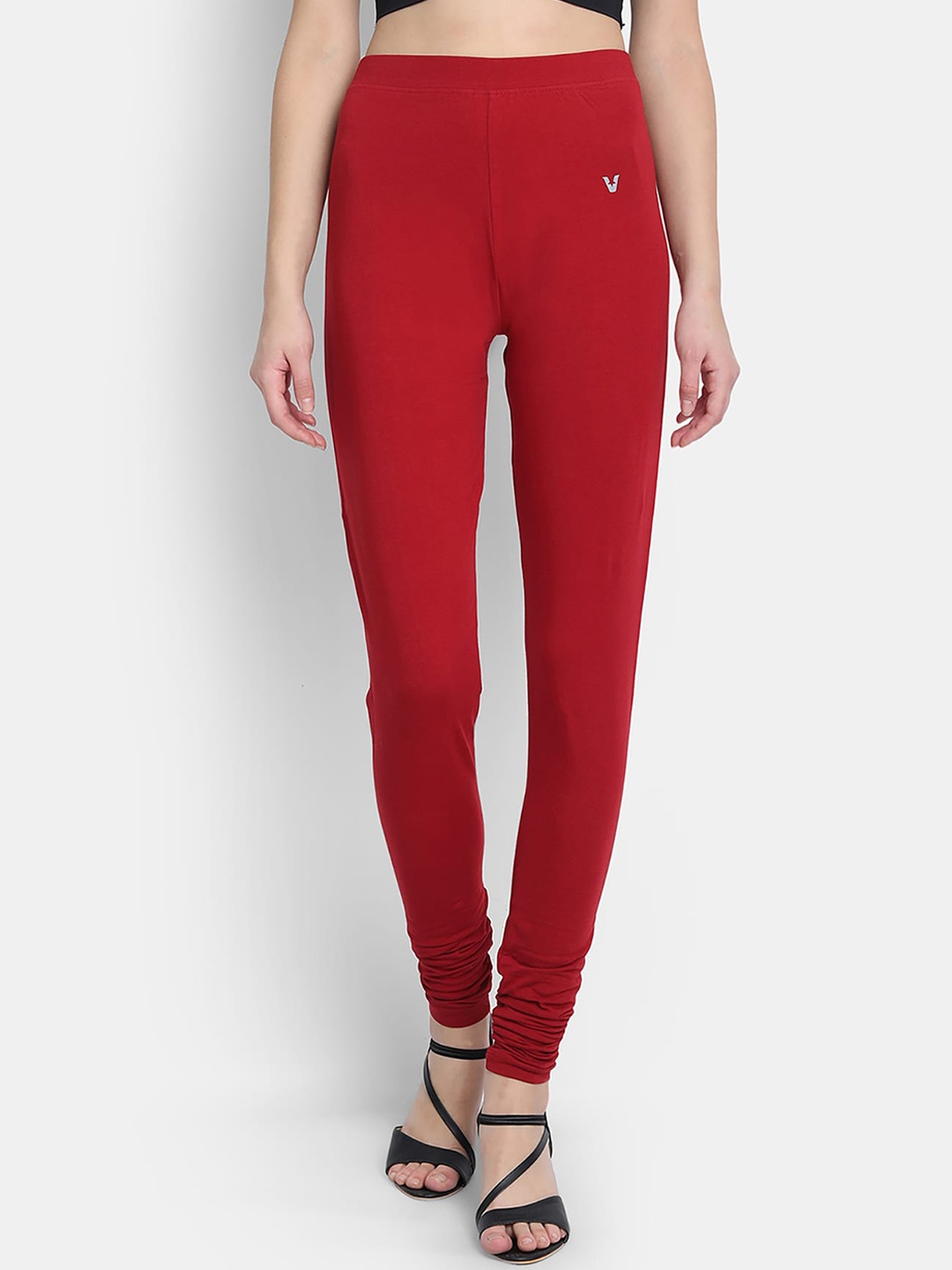 

VStar Women Maroon Solid Churidar Length Slim-Fit Leggings