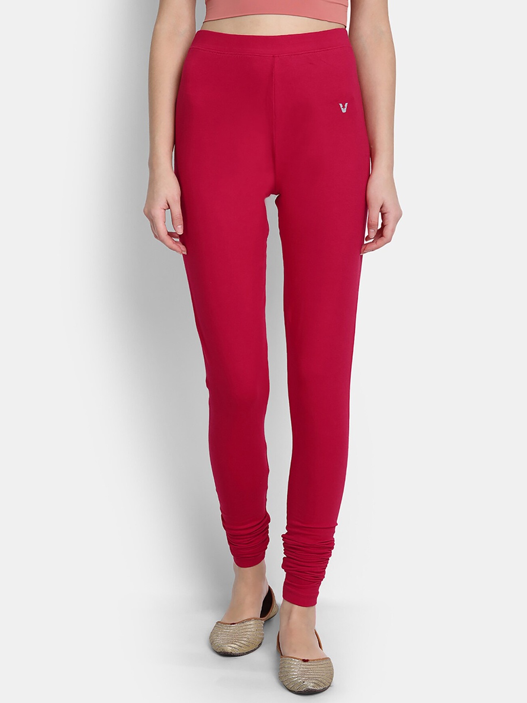 

VStar Women Red Solid Slim-Fit Churidar-Length Leggings