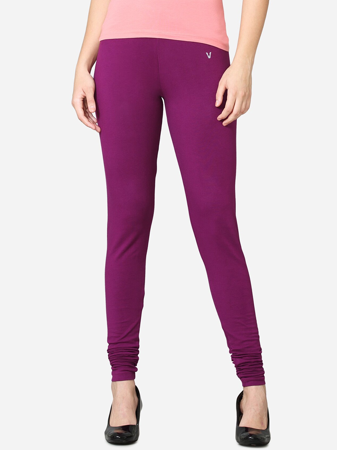 

VStar Women Purple Solid Length Slim-Fit Leggings