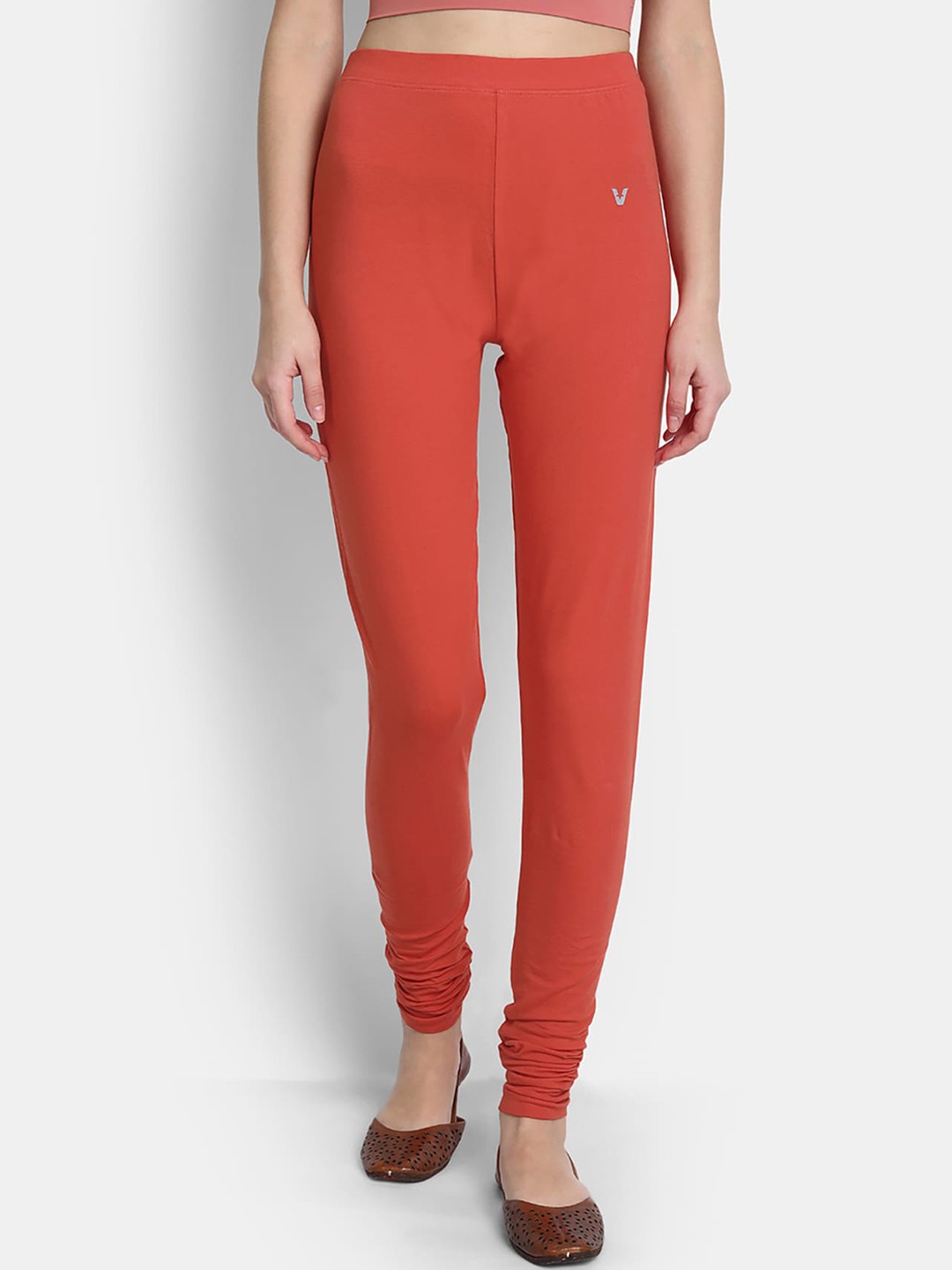 

VStar Women Red Solid Cotton Full length stretchable leggings