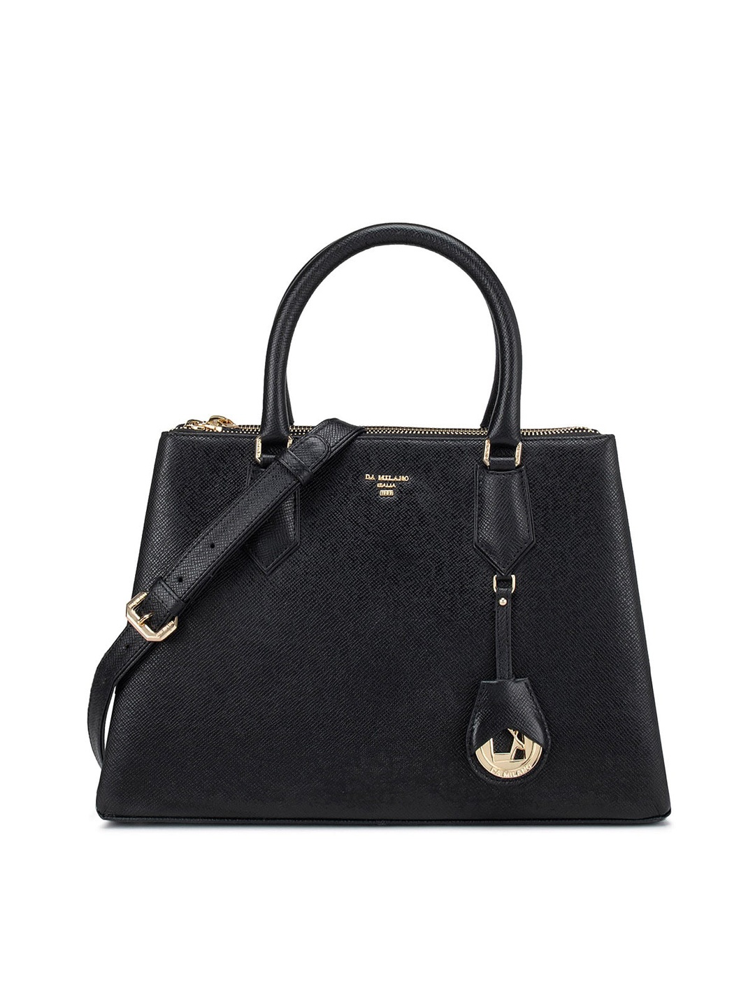 

Da Milano Black Leather Structured Satchel