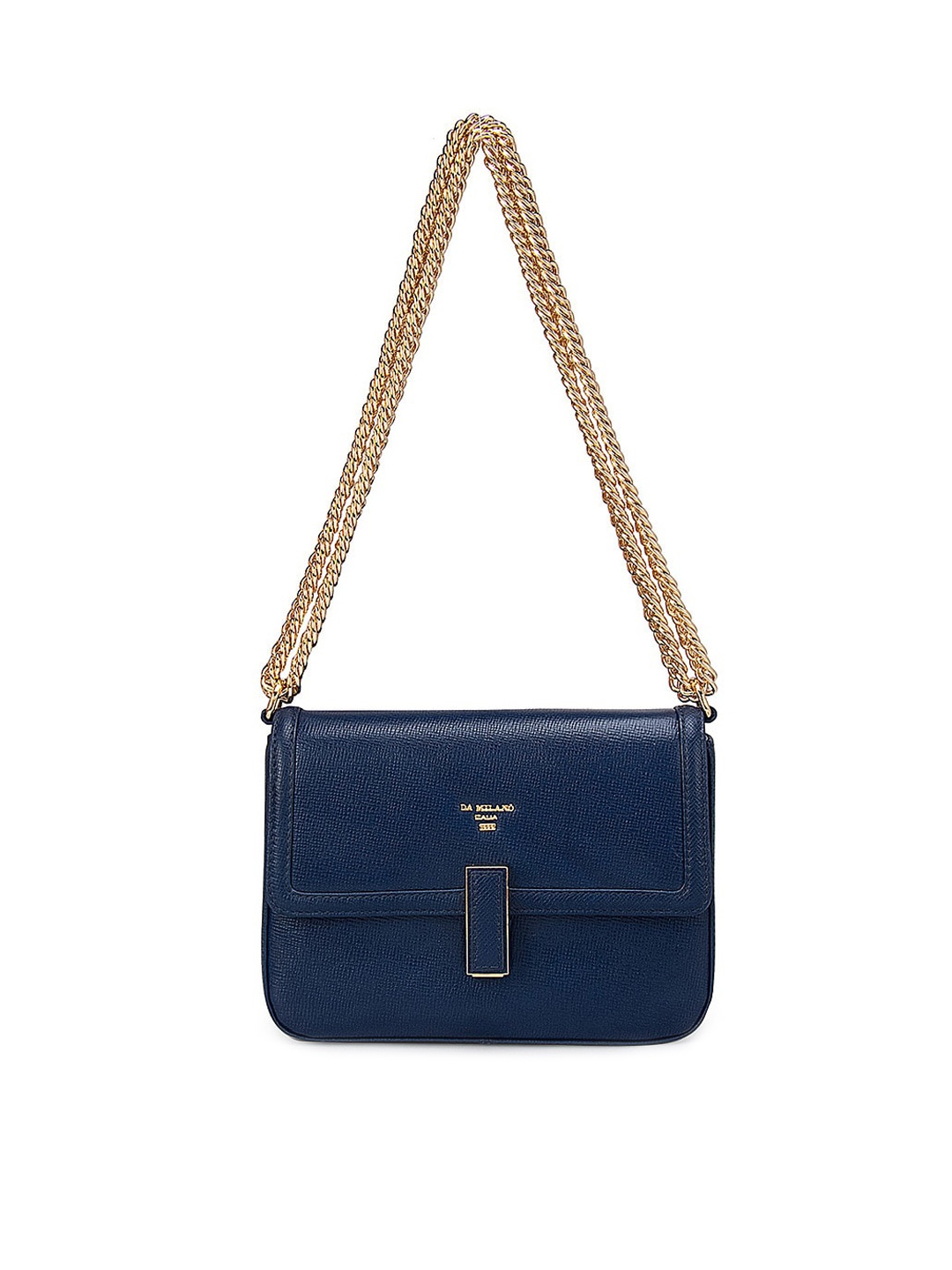 

Da Milano Blue Leather Structured Chain Sling Bag