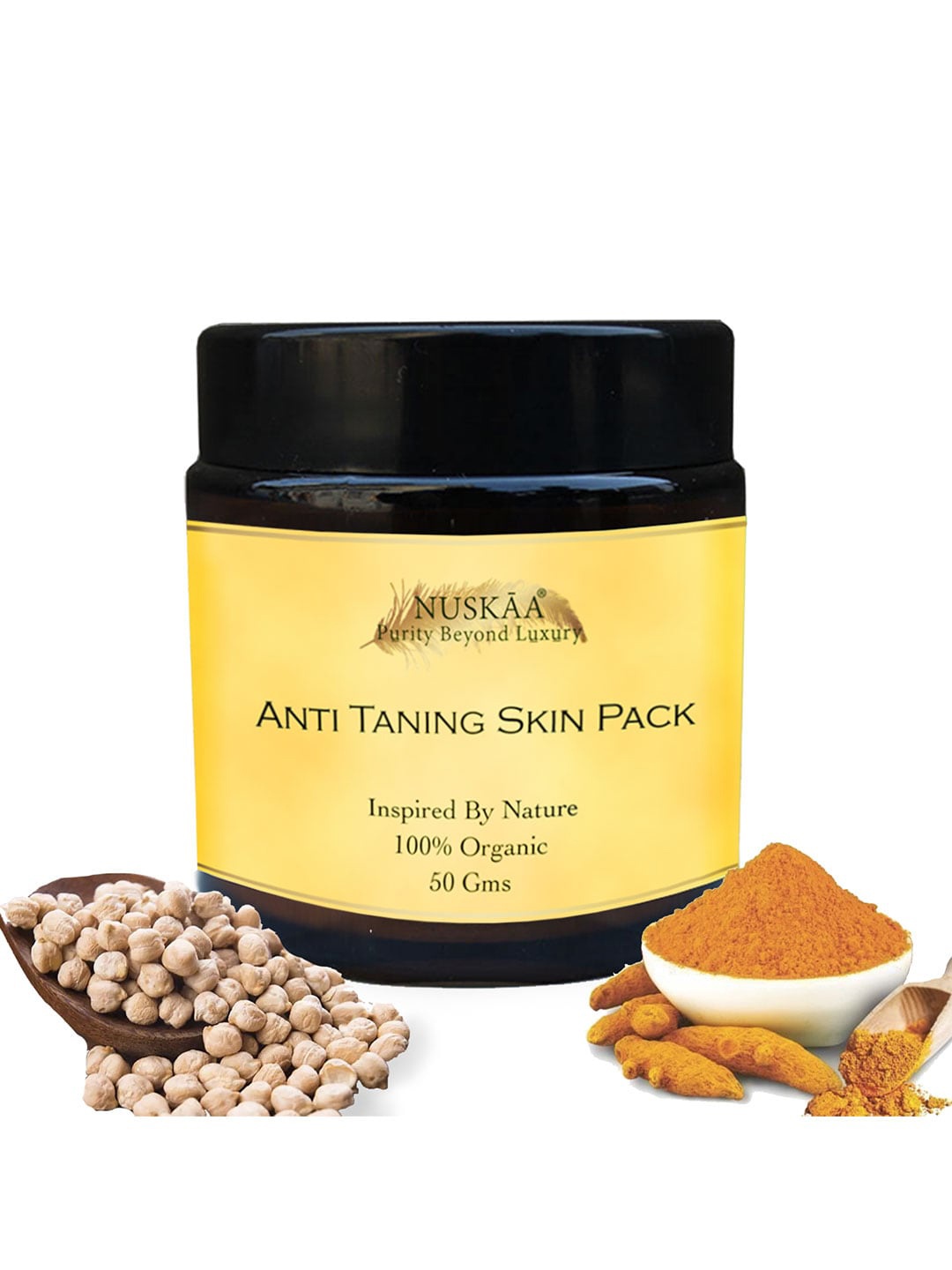 

NUSKAA Pure & Natural 100% Organic Anti Tanning Skin Pack with Turmeric & Chickpea - 50 g, Mustard