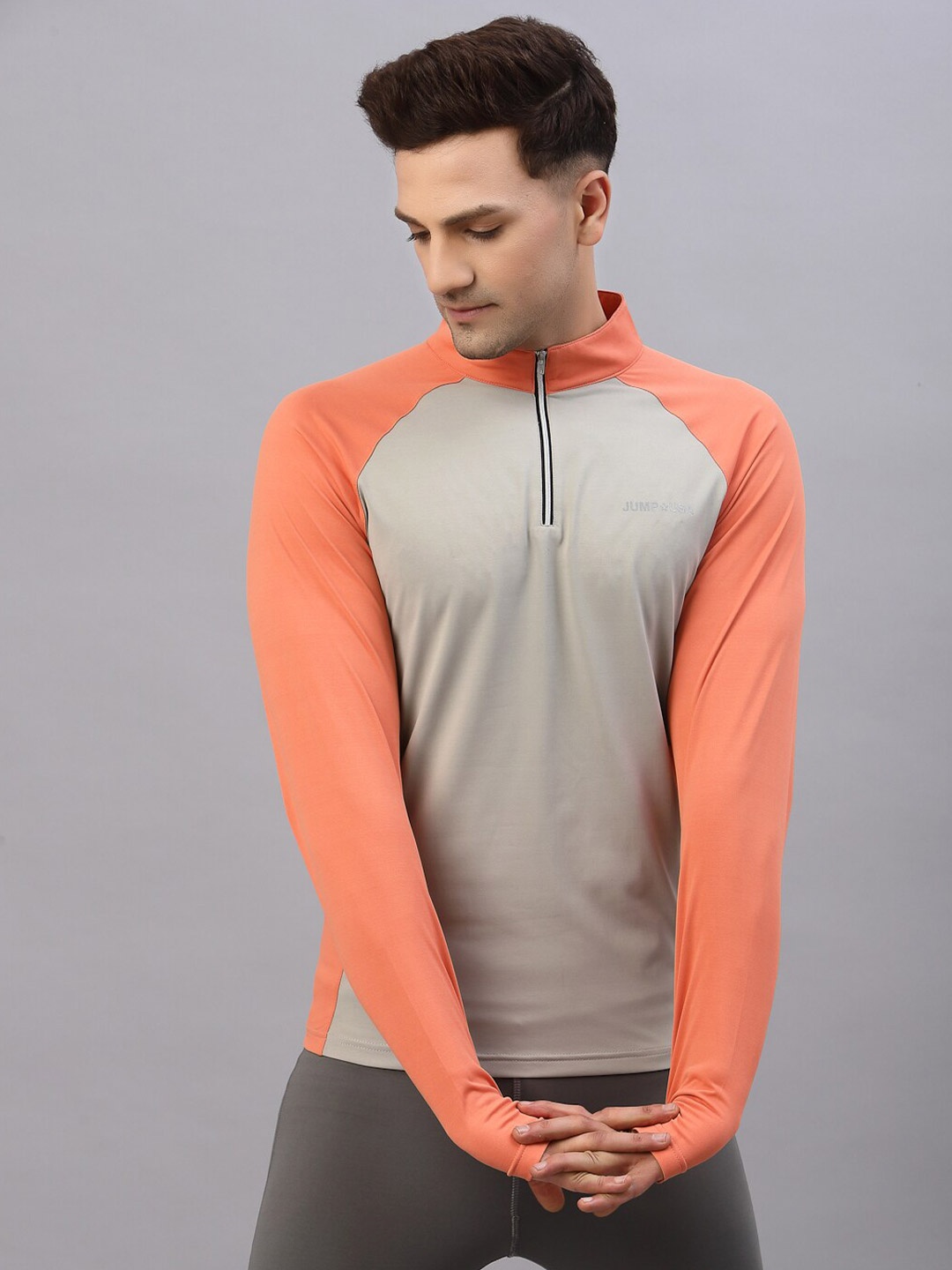

JUMP USA Men Orange Printed High Neck T-shirt