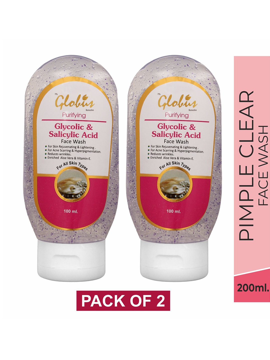 

Globus Remedies Pack Of 2 Transparent Pimple Clear Face Wash