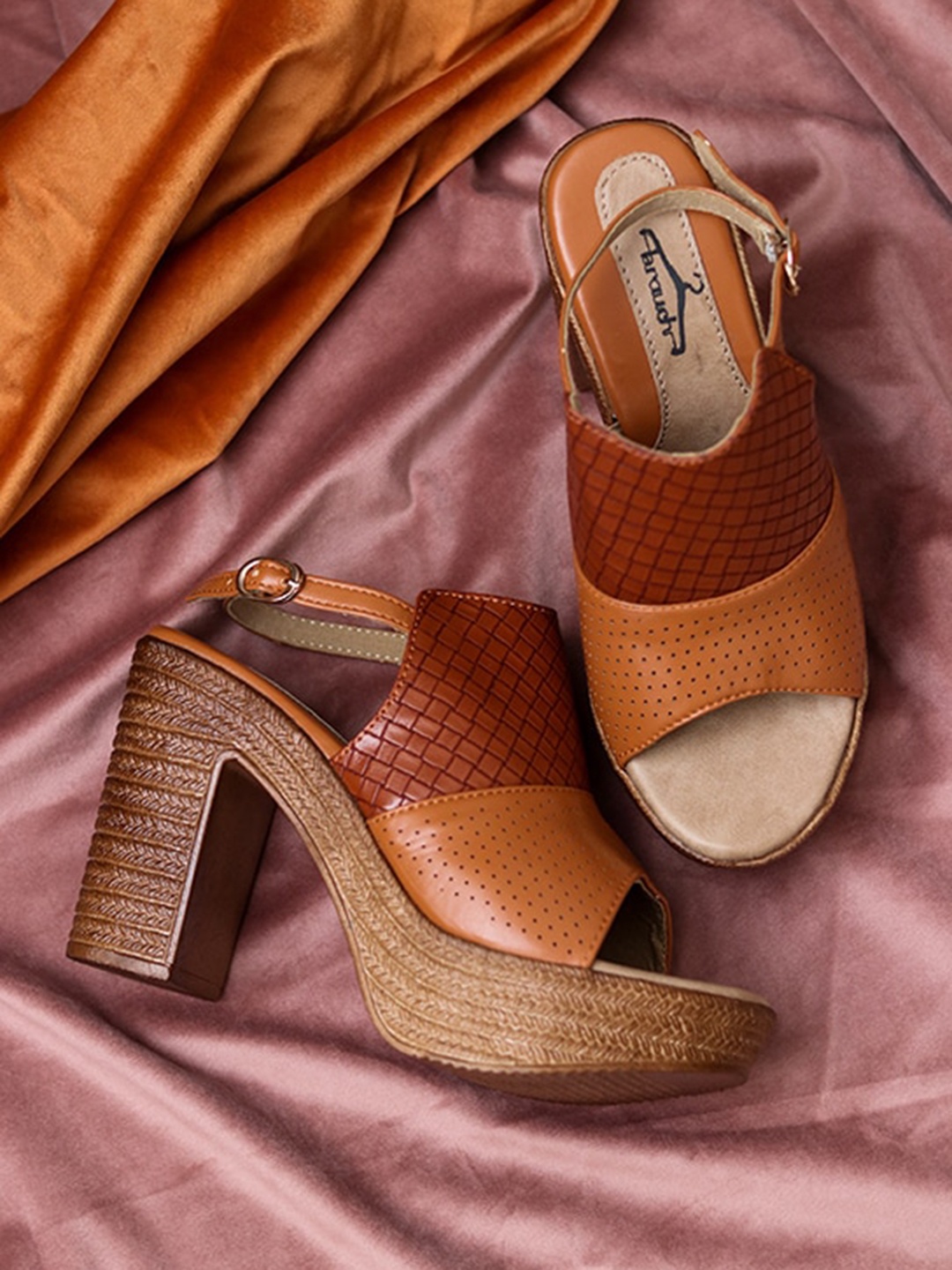 

Brauch Tan Block Mules with Buckles