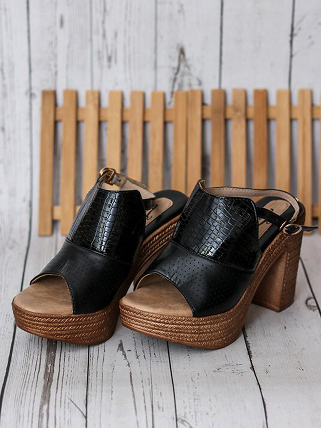 

Brauch Black Embellished Block Mules with Buckles