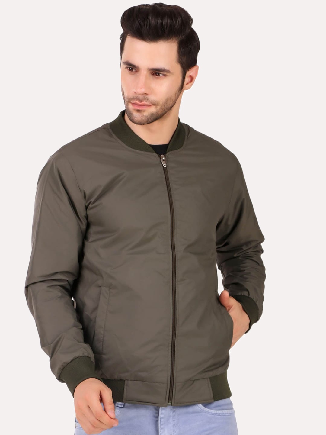 

Leather Retail Men Green Lightweight Outdoor Bomber Jacket