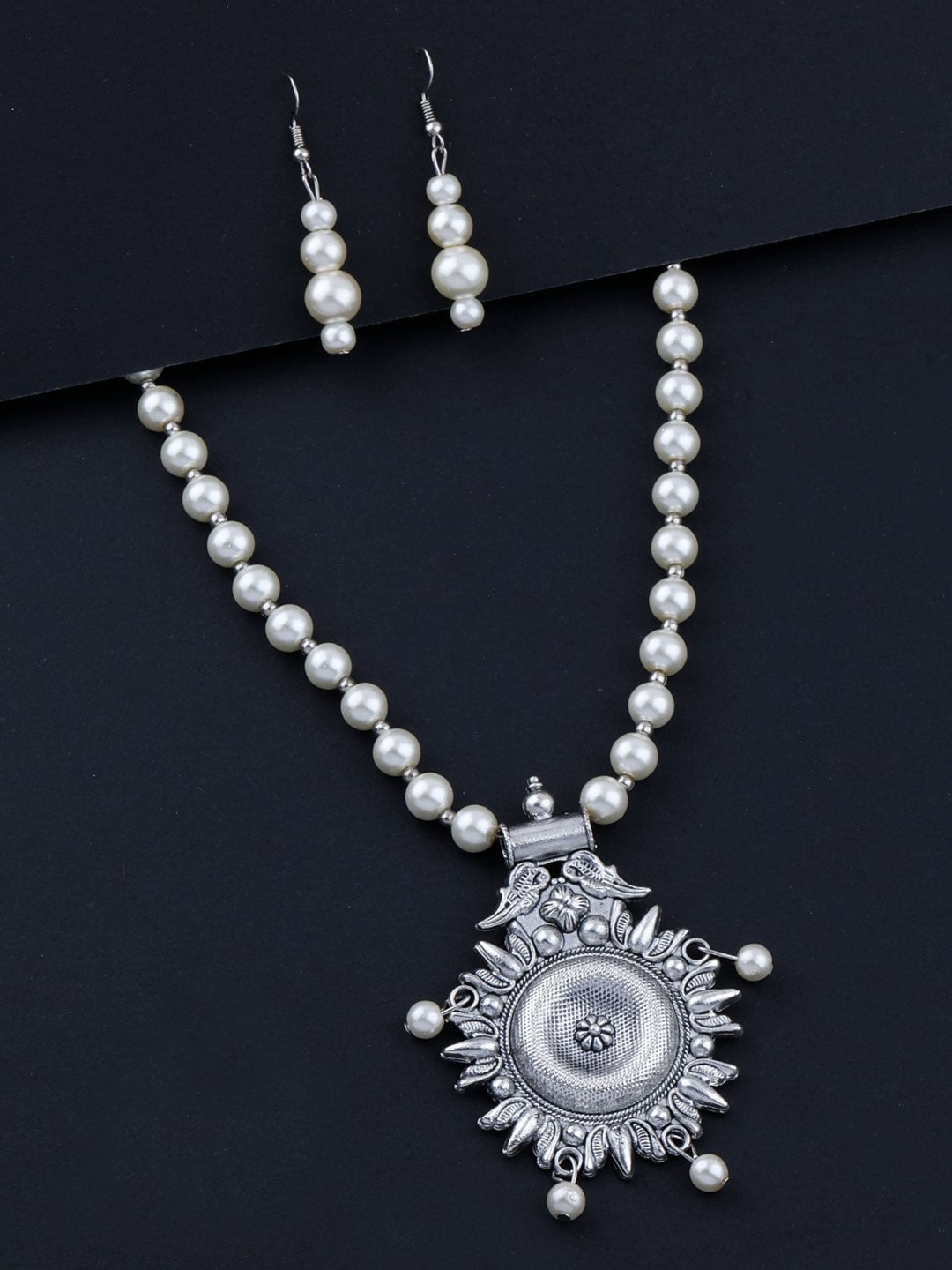 

Silver Shine Silver-Toned Traditional Jewellery Set