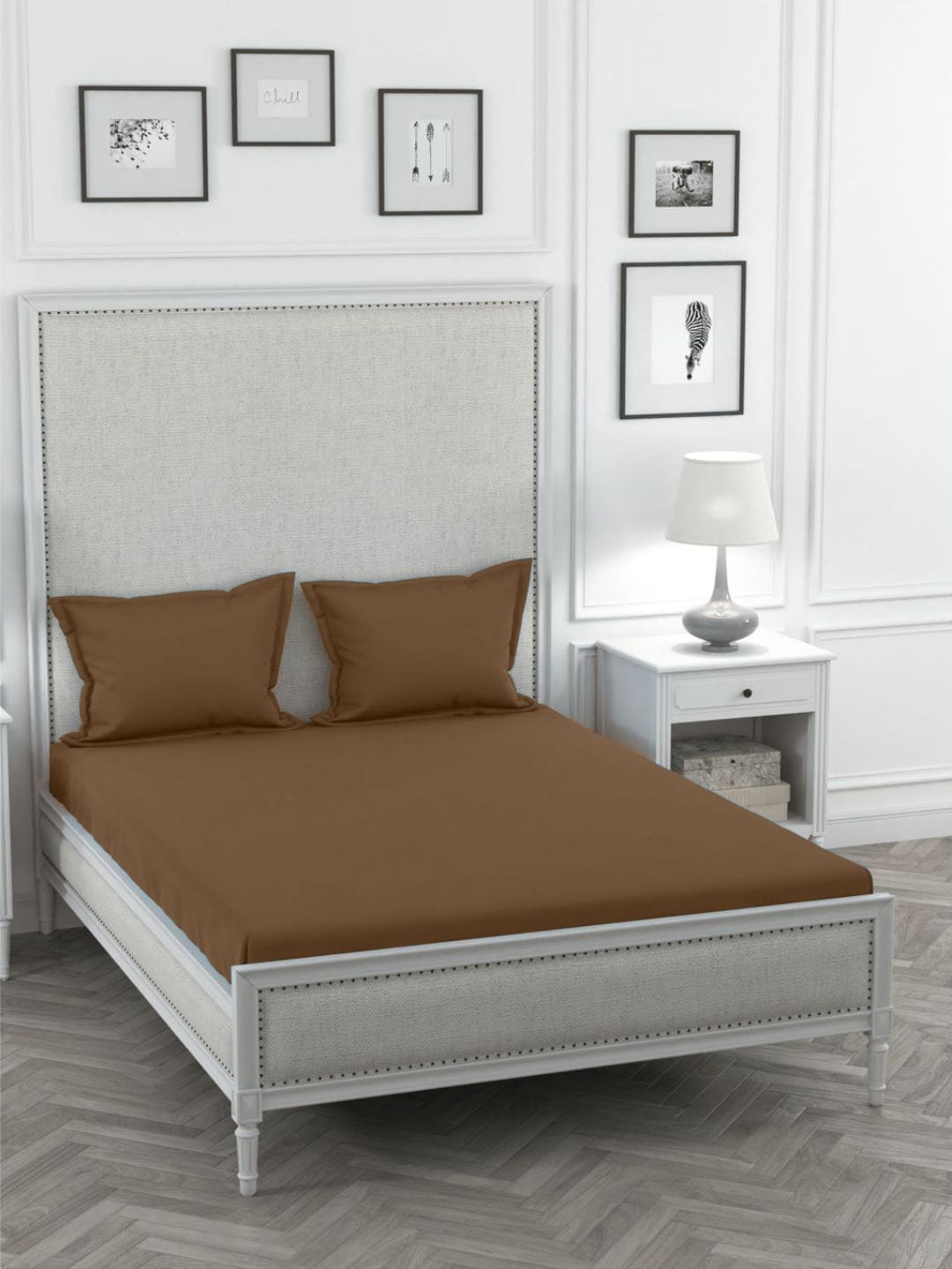 

Sleeping Owls- because your sleep matters Coffee Brown 300 TC Pure Cotton King Bedsheet
