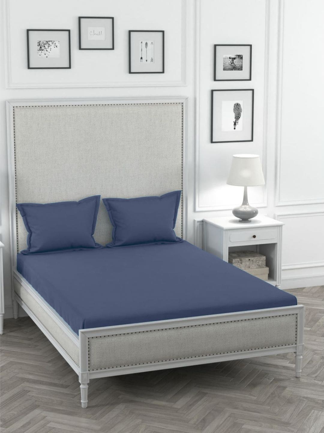 

Sleeping Owls- because your sleep matters Blue 300 TC King Bedsheet with 2 Pillow Covers