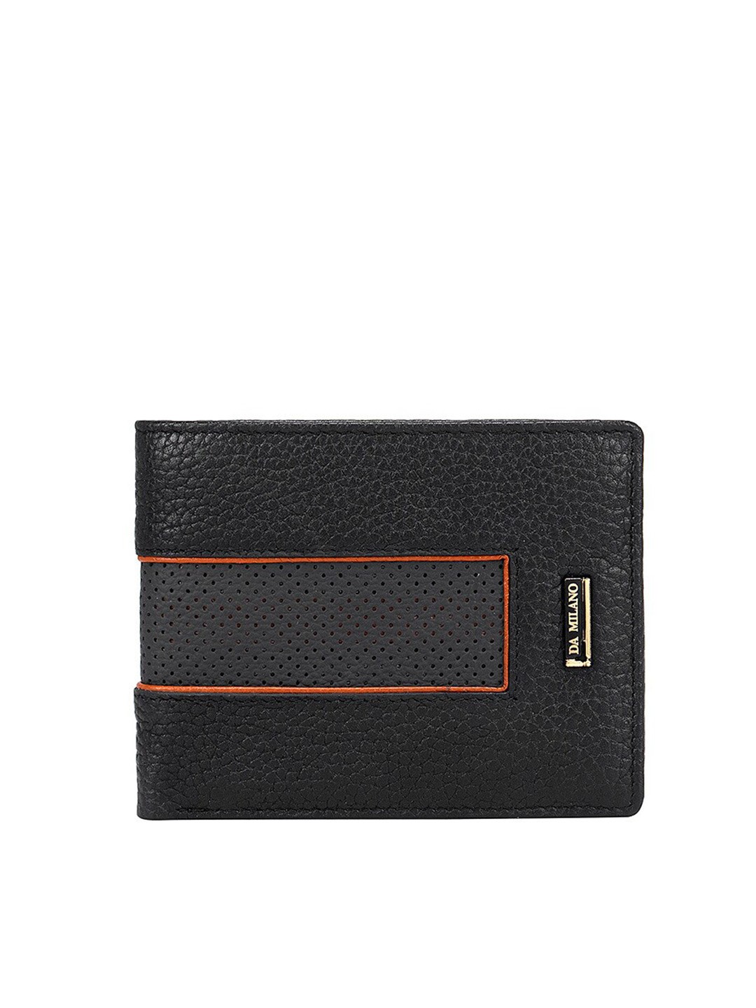 

Da Milano Men Black & Orange Leather Two Fold Wallet