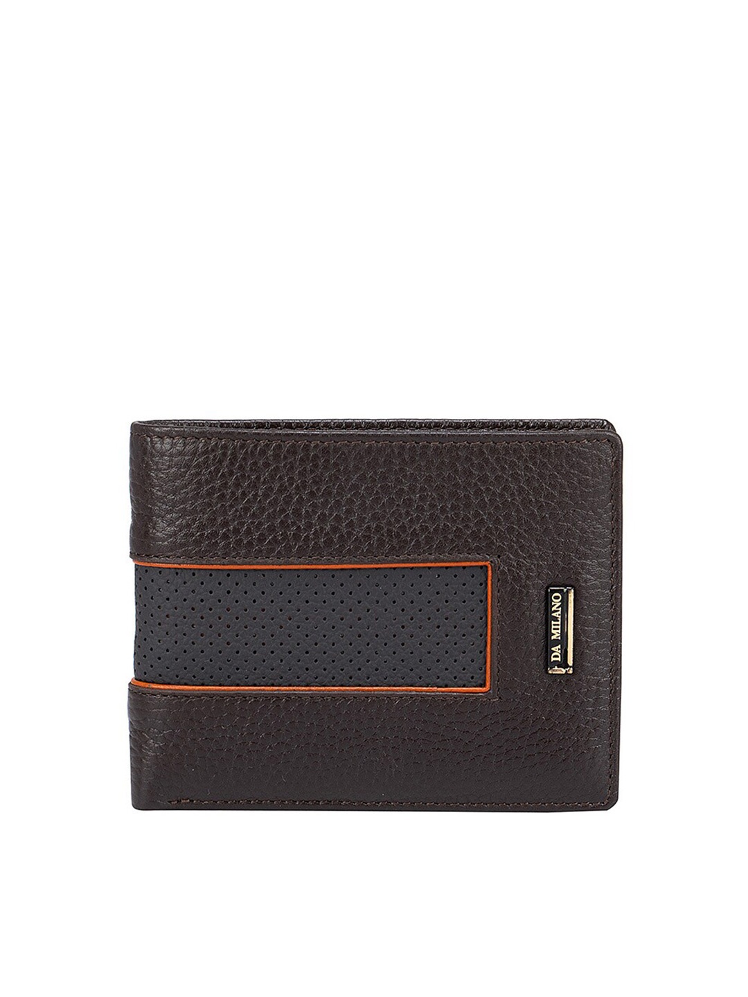 

Da Milano Men Brown Textured Leather Two Fold Wallet