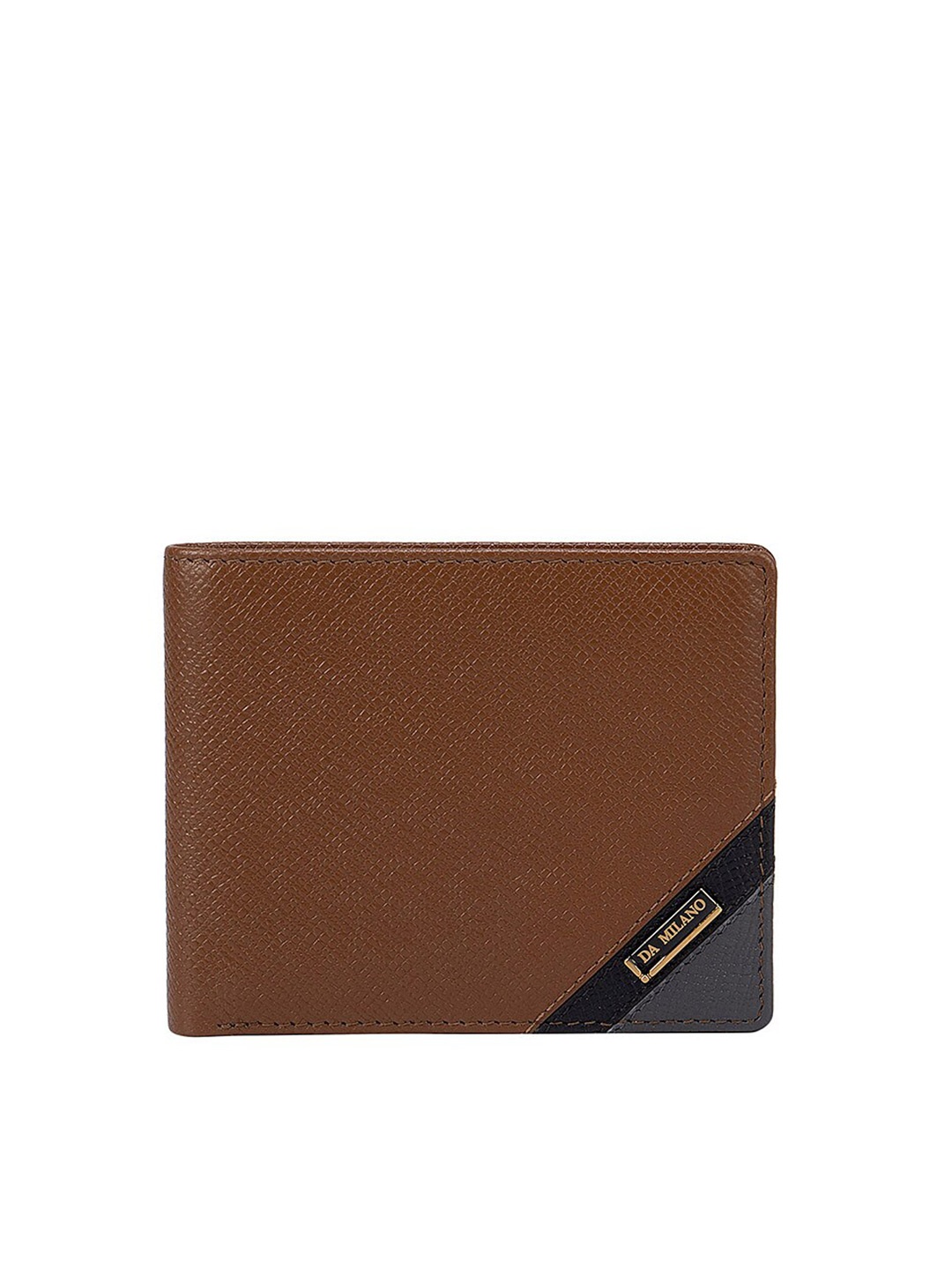 

Da Milano Men Brown & Brown Leather Two Fold Wallet