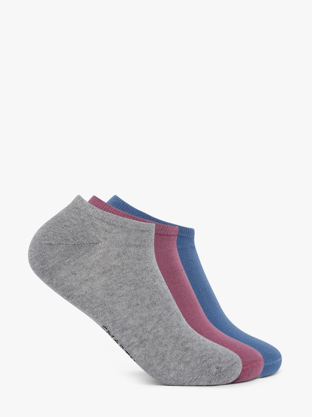 

Smarty Pants Pack Of 3 Assorted Solid Cotton Ankle Length Socks, Grey