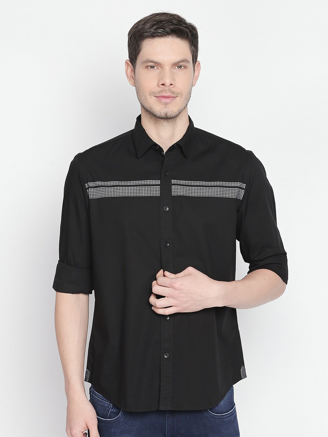 

Basics Men Black Slim Fit Casual Shirt