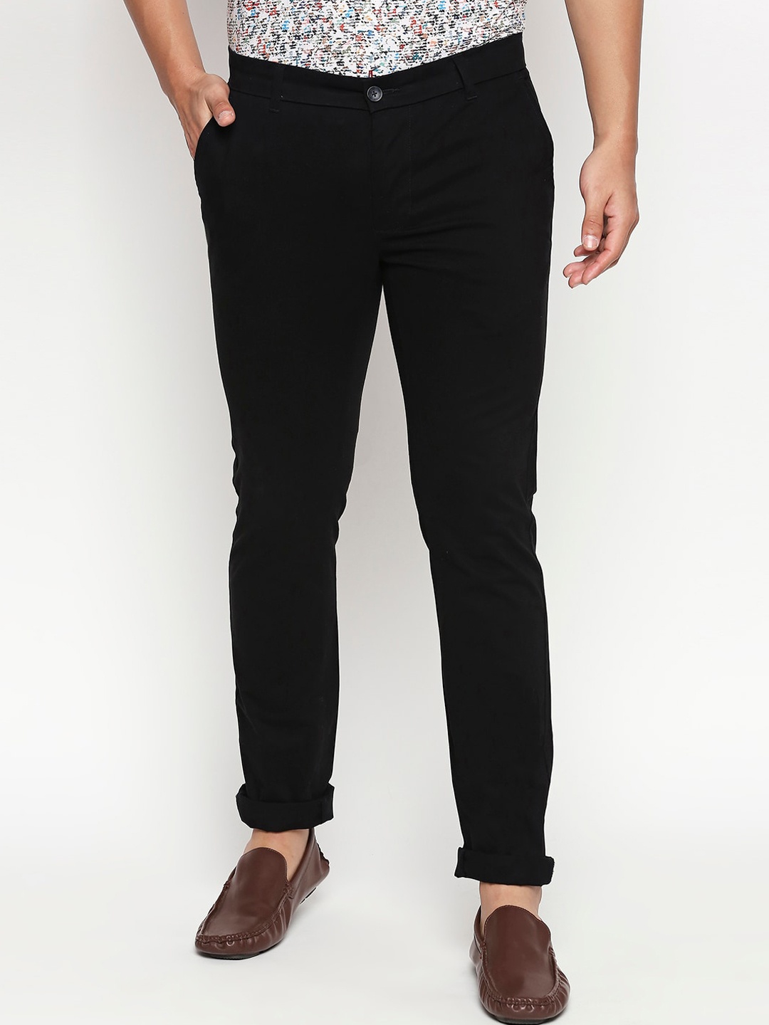 

Basics Men Black Tapered Fit High-Rise Trousers