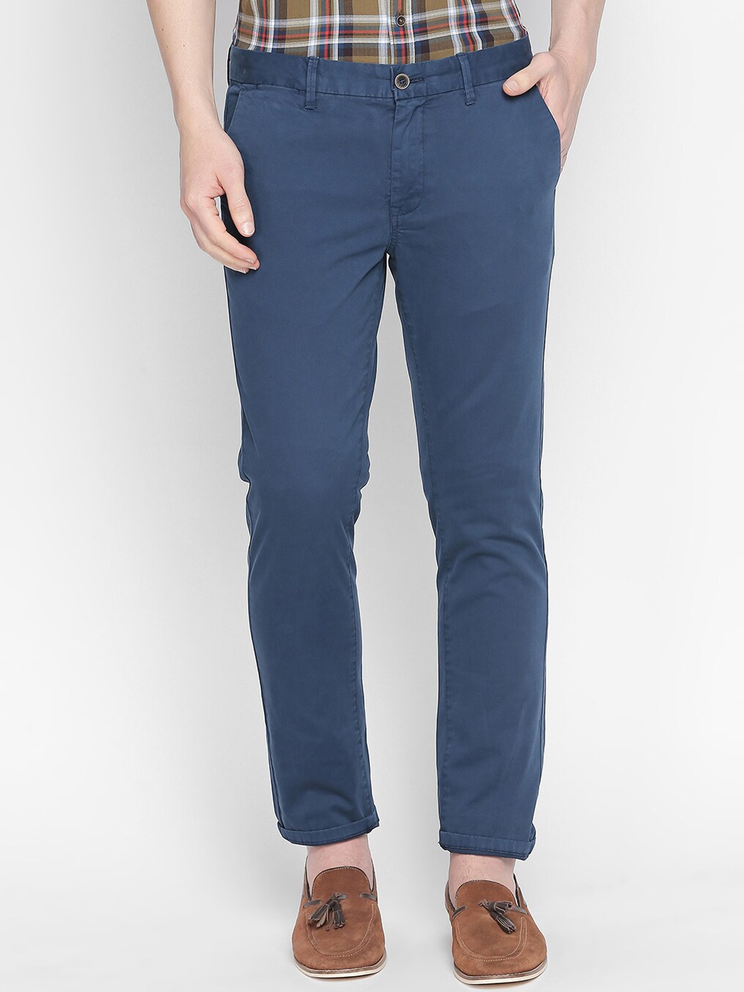 

Basics Men Blue Tapered Fit Solid Trousers