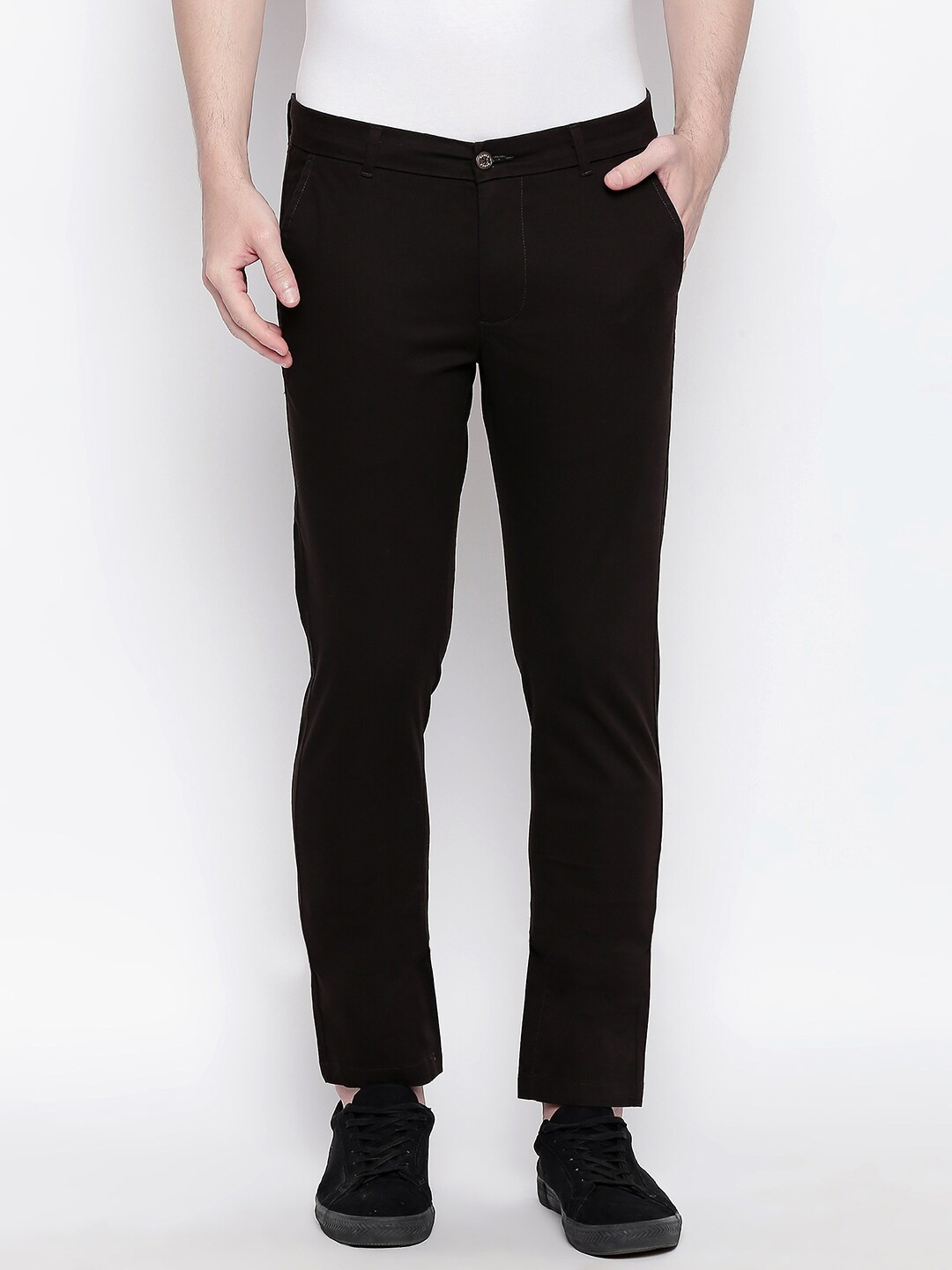 

Basics Men Coffee Brown Tapered Fit High-Rise Trousers