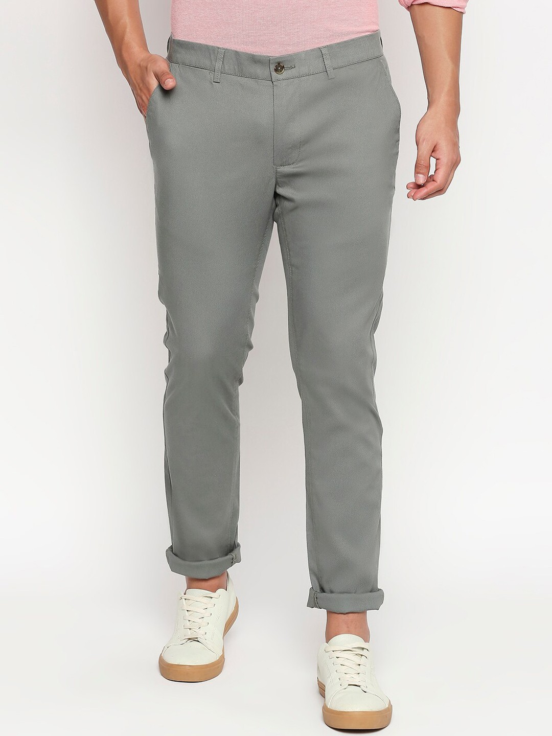 

Basics Men Green Solid Tapered Fit Stretch Trouser