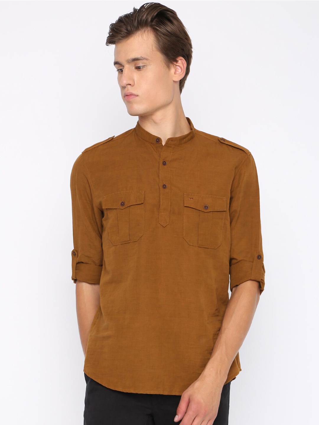 

Basics Men Brown Slim Fit Casual Shirt