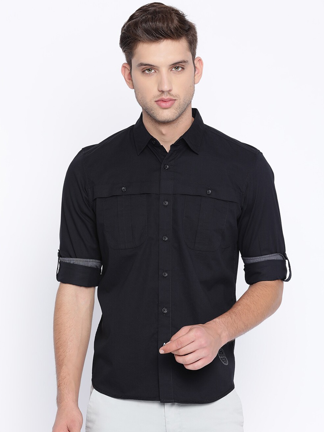 

Basics Men Black Slim Fit Casual Shirt