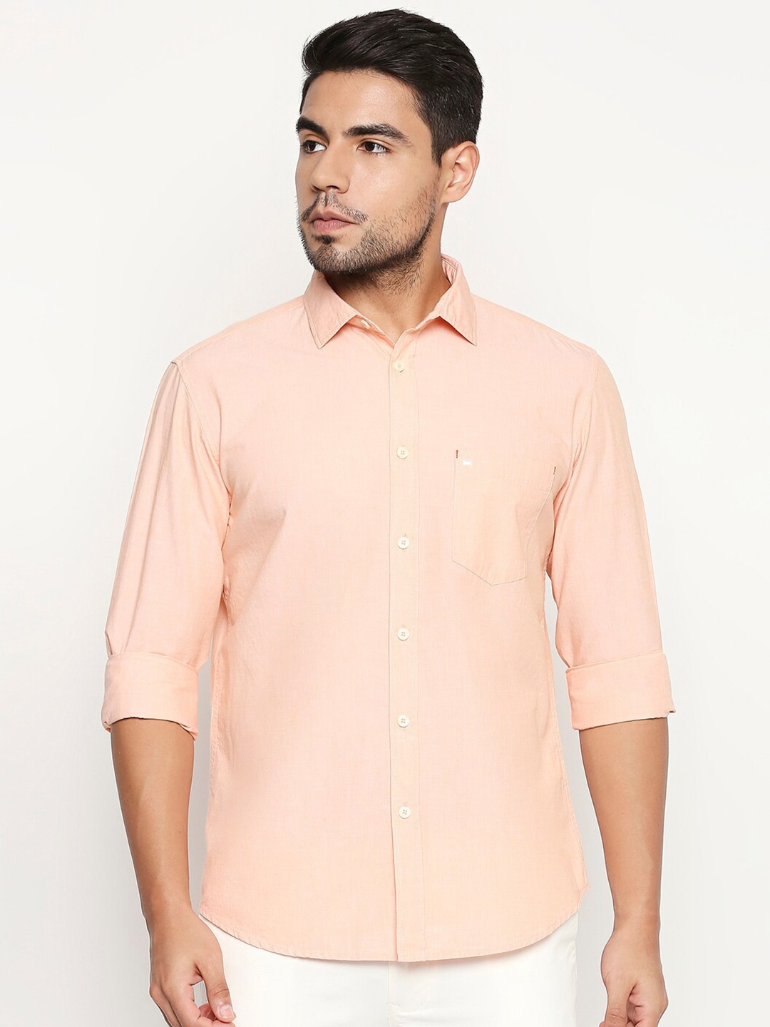 

Basics Men Orange Slim Fit Casual Shirt