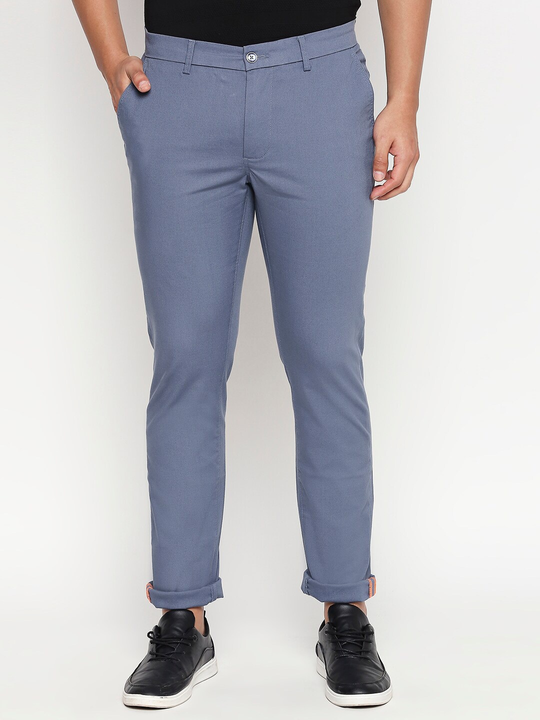 

Basics Men Blue Tapered Fit High-Rise Chinos Trousers