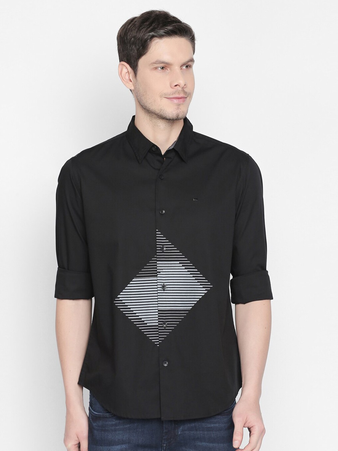 

Basics Men Black Slim Fit Casual Shirt