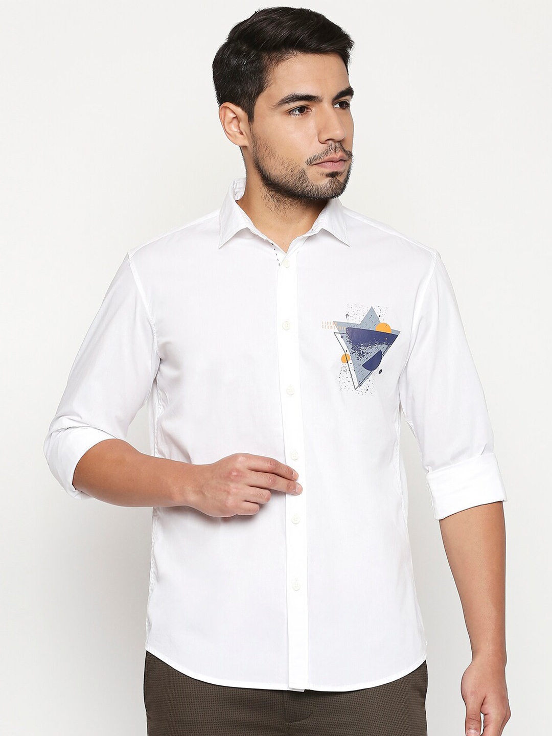 

Basics Men White Slim Fit Casual Shirt