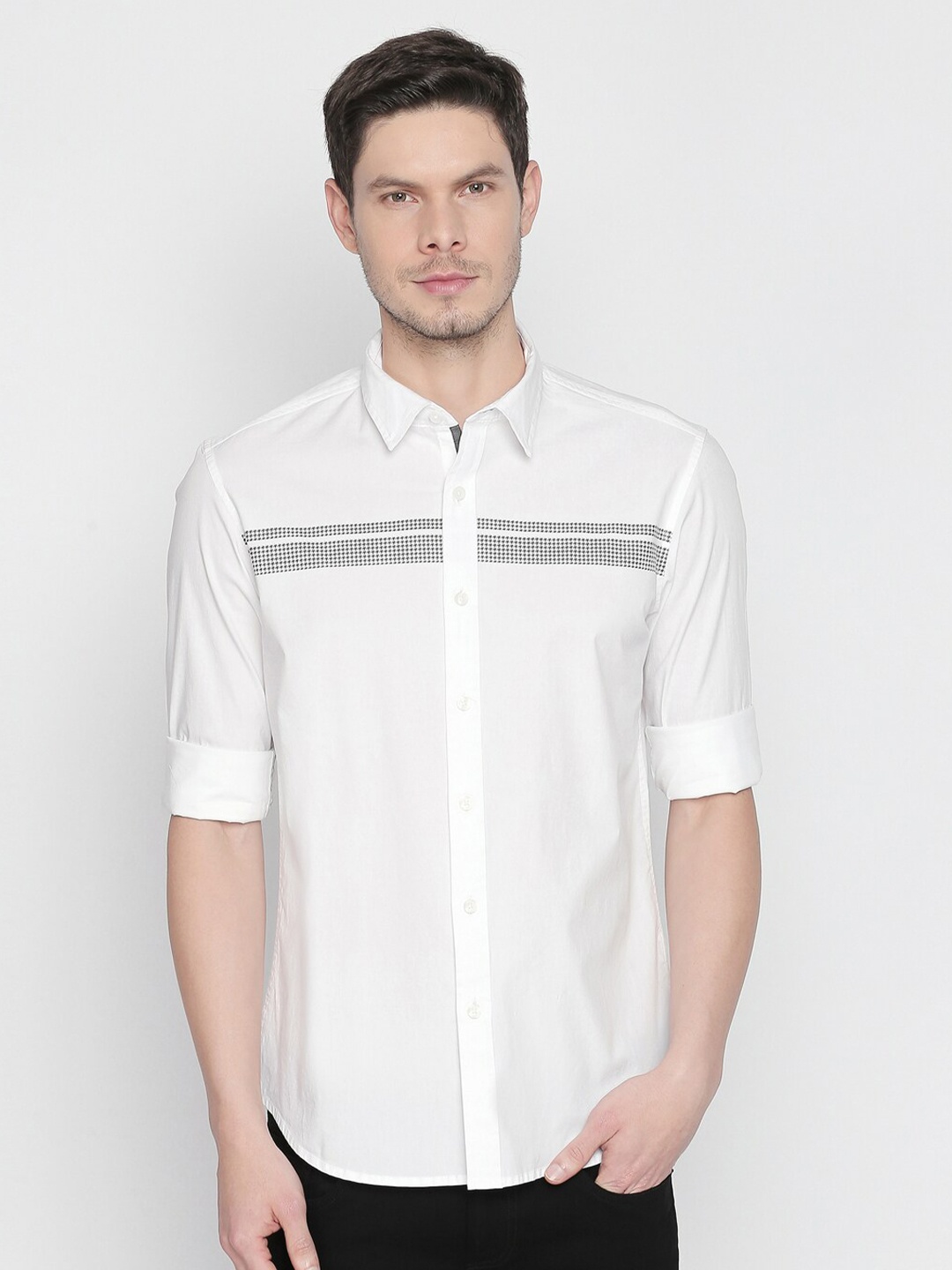 

Basics Men White Slim Fit Casual Shirt