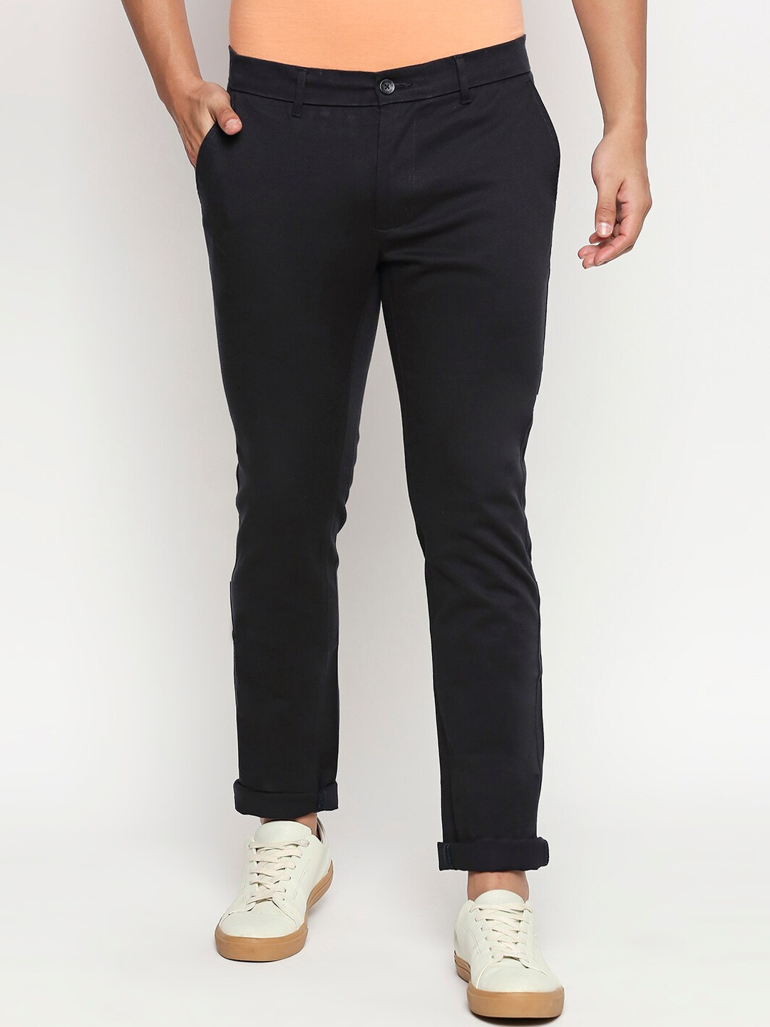 

Basics Men Charcoal Tapered Fit High-Rise Trousers