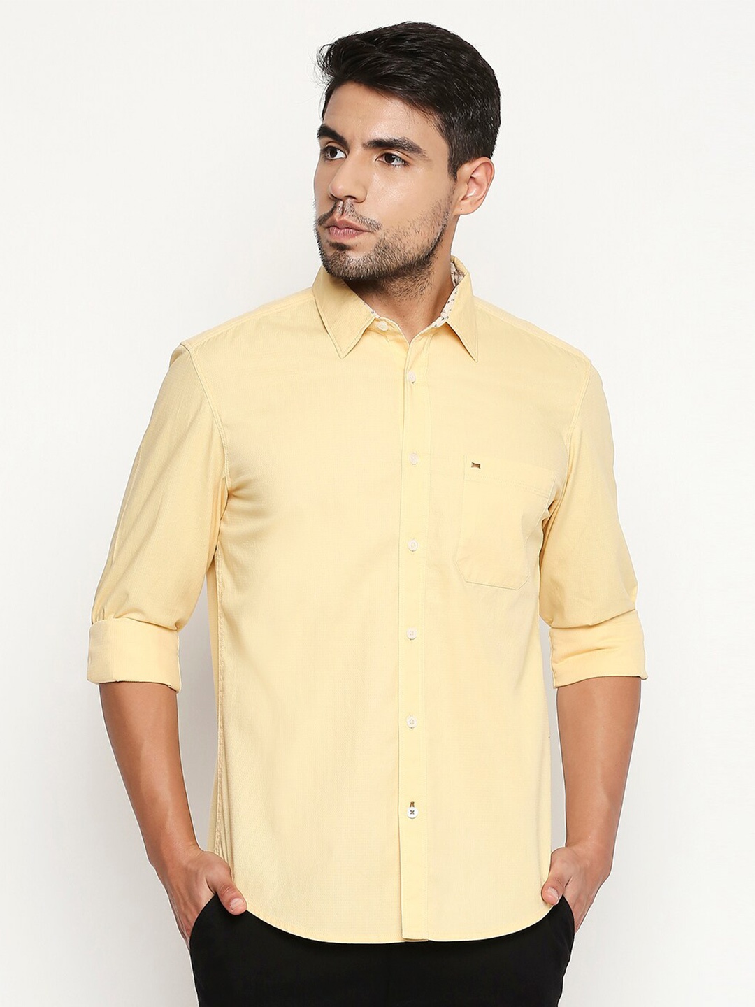 

Basics Men Yellow Slim Fit Casual Shirt