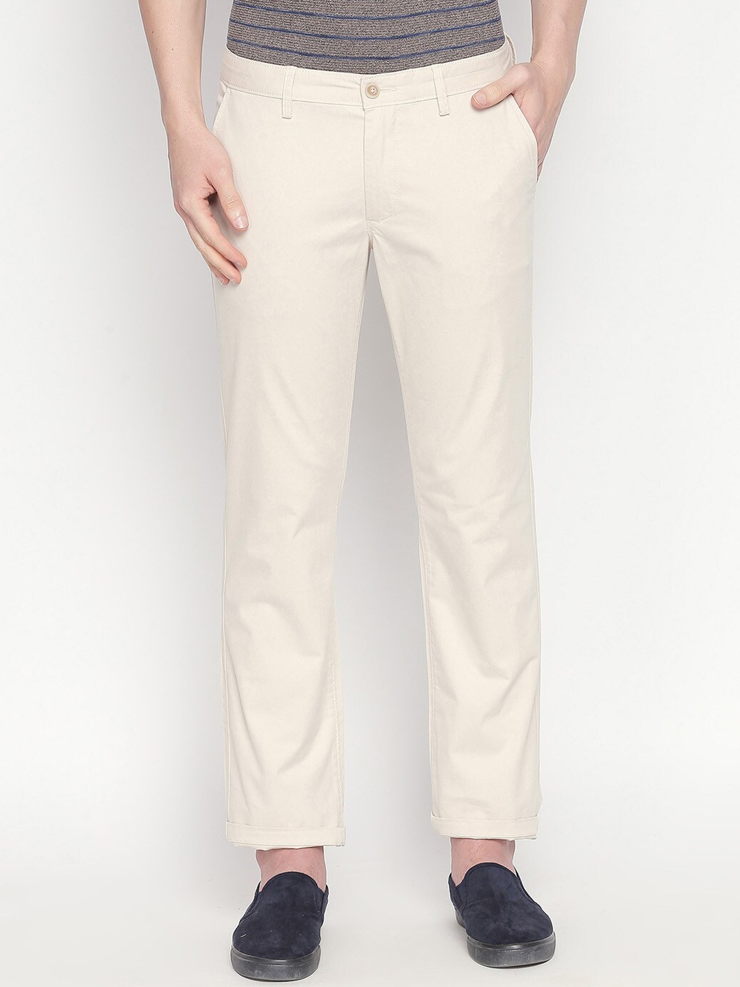 

Basics Men Beige Slim Fit Trousers
