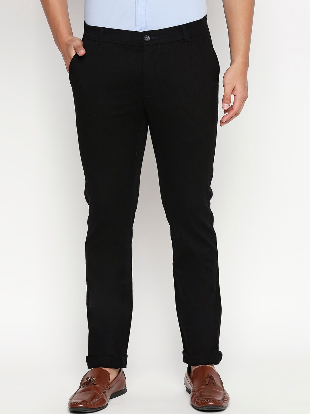 

Basics Men Black Tapered Fit High-Rise Chinos Trousers