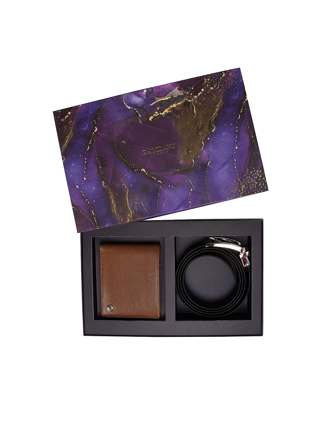 

Da Milano Men Brown & Black Textured Accessory Gift Set