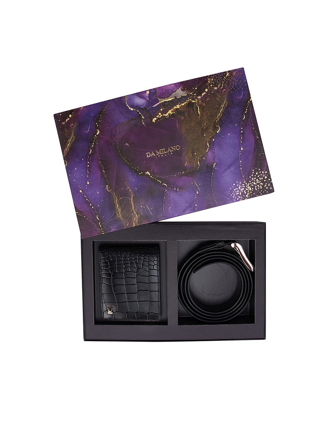 

Da Milano Men Black Textured Leather Accessory Gift Set
