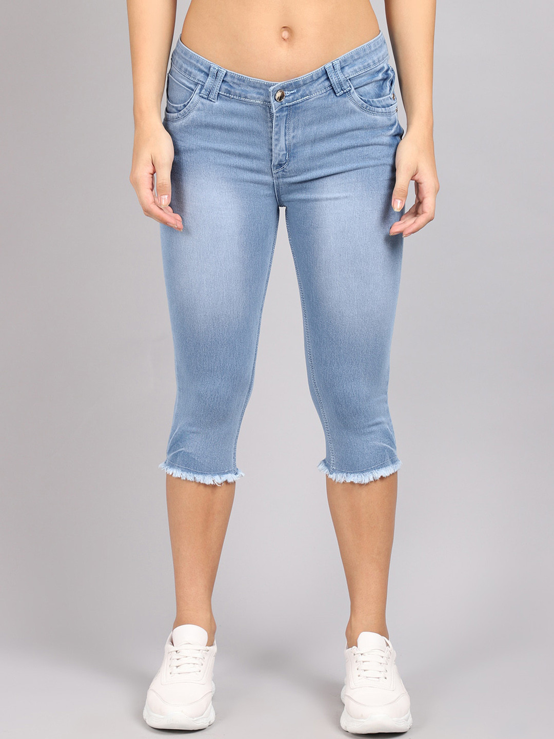 

MARC LOUIS Women Blue Slim Fit Mid-Rise Capri