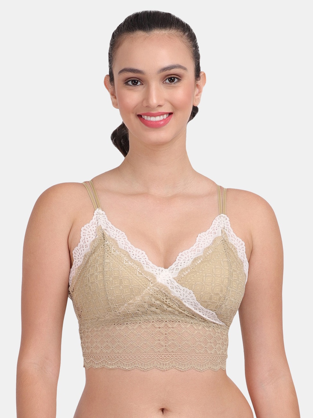 

Amour Secret Beige & White Floral Bralette Bra