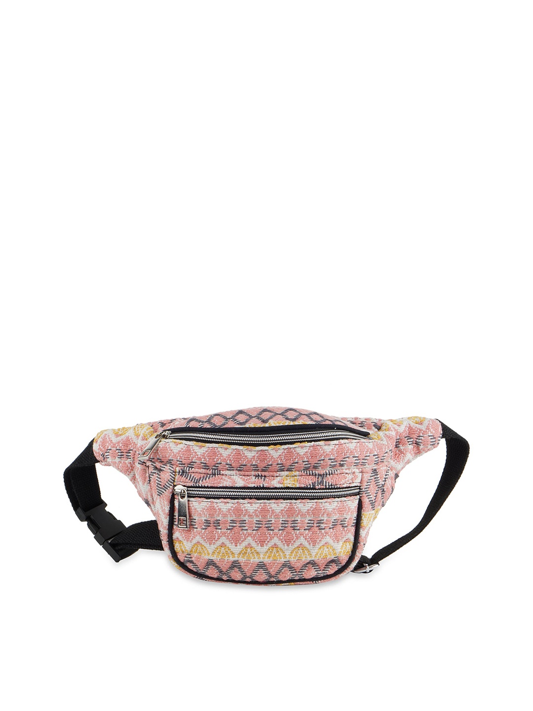 

Kanvas Katha Pink & Yellow Self Design Waist Pouch