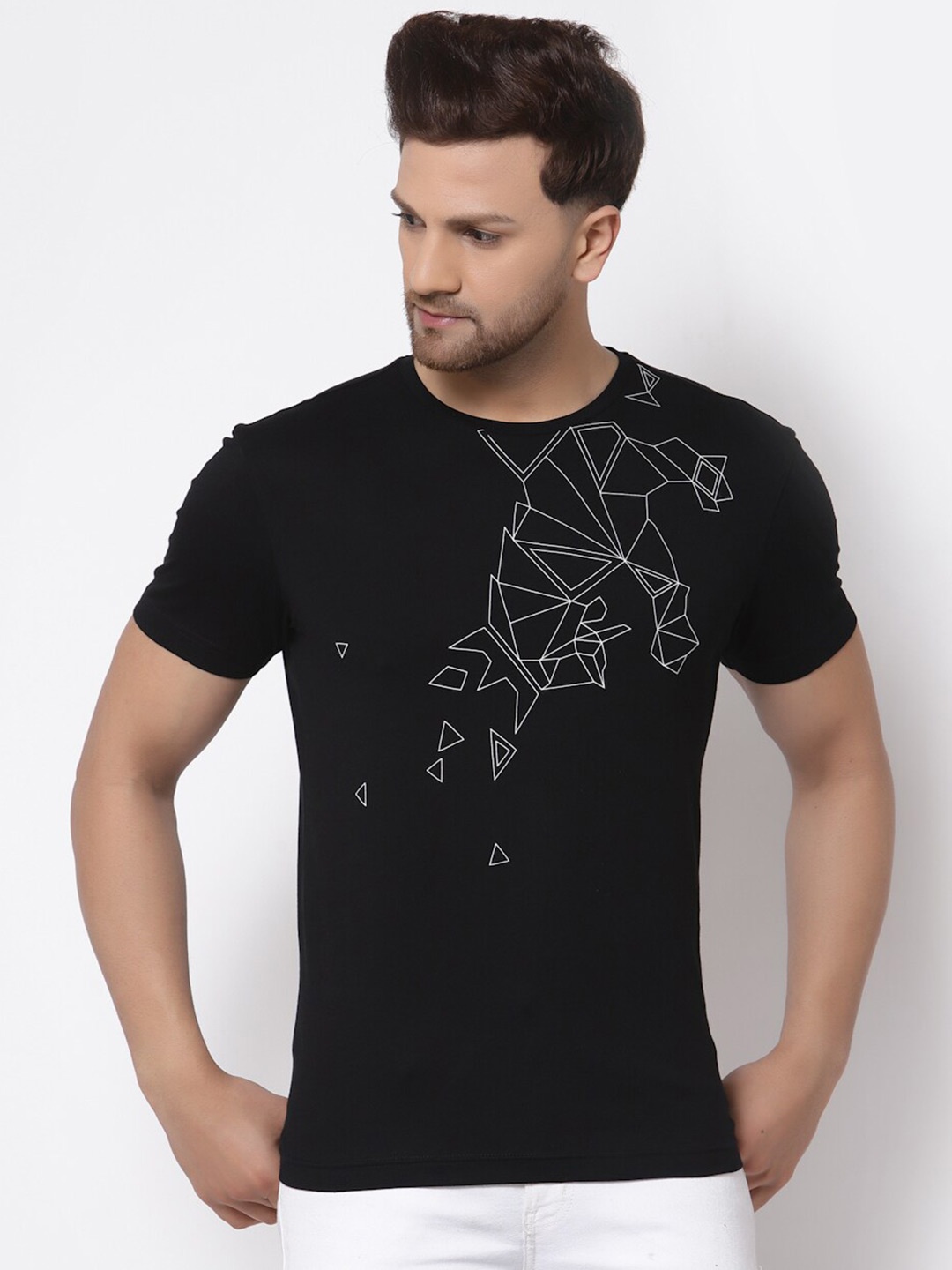 

Red Tape Men Black Printed T-shirt