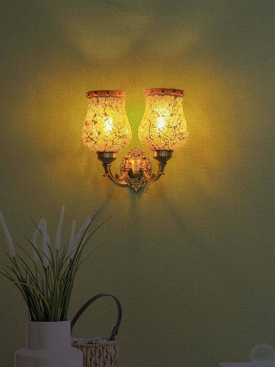

Fos Lighting Yellow Glass Wall Mounted Lamp